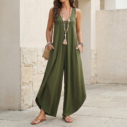 Relaxed Fit Sleeveless Jumpsuit for Women – Comfortable Casual Style