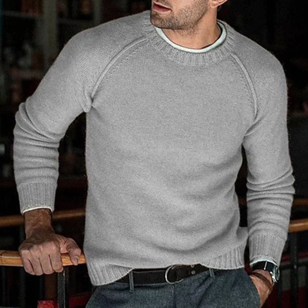 Men's Sweater - Soft Knit - Round Neck - Ribbed Edge - Comfortable and Warm