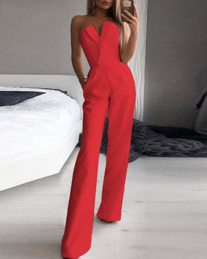 Women's Jumpsuit - Strapless - Tailored Fit - Wide Legs - Elegant & Stylish