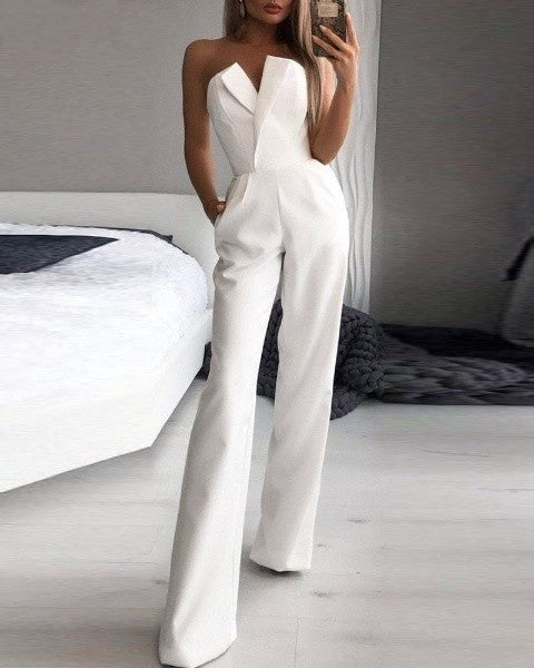 Women's Jumpsuit - Strapless - Tailored Fit - Wide Legs - Elegant & Stylish