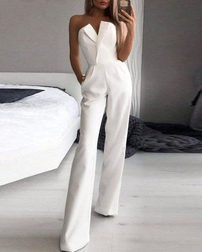 Women's Jumpsuit - Strapless - Tailored Fit - Wide Legs - Elegant & Stylish