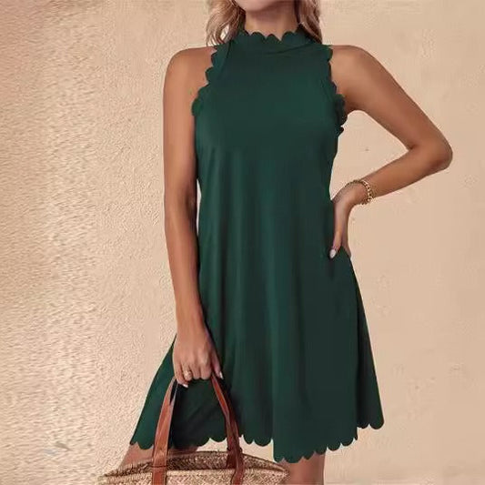 Dress for Women – A-line Fit – Sleeveless – Light Cotton – Ruffle Edge – Mini Length