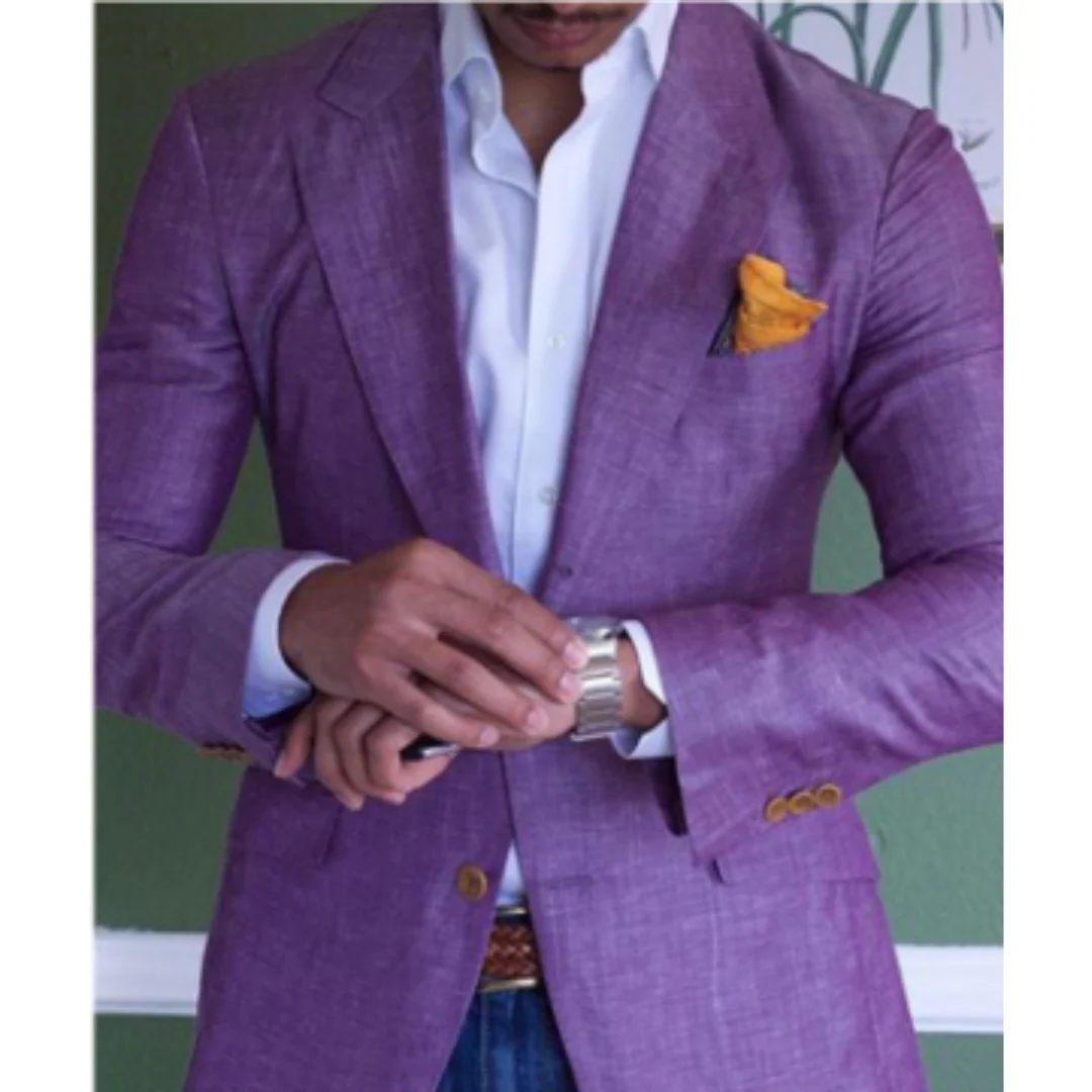 Men's Blazer Jacket – Slim Fit – Wool Look – Notch Lapel – Two-Button Closure