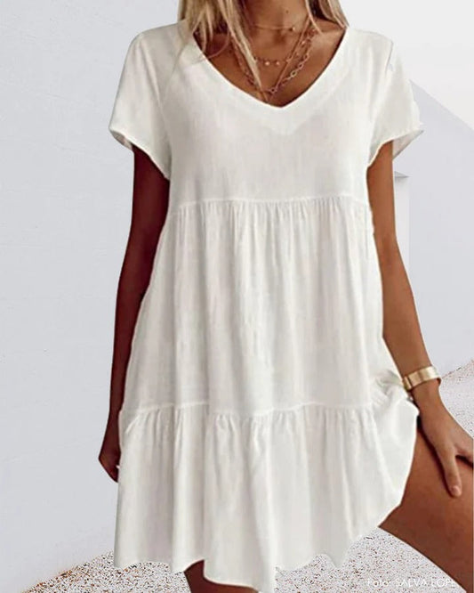 Women's Dress – A-line Fit – Light and Breathable – V-neck – Checkered Design