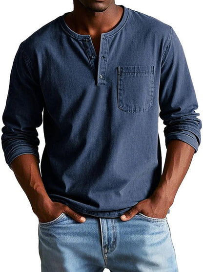 Men's Long Sleeve Shirt – Classic Fit – Soft Cotton Feel – Button Closure & Chest Pocket