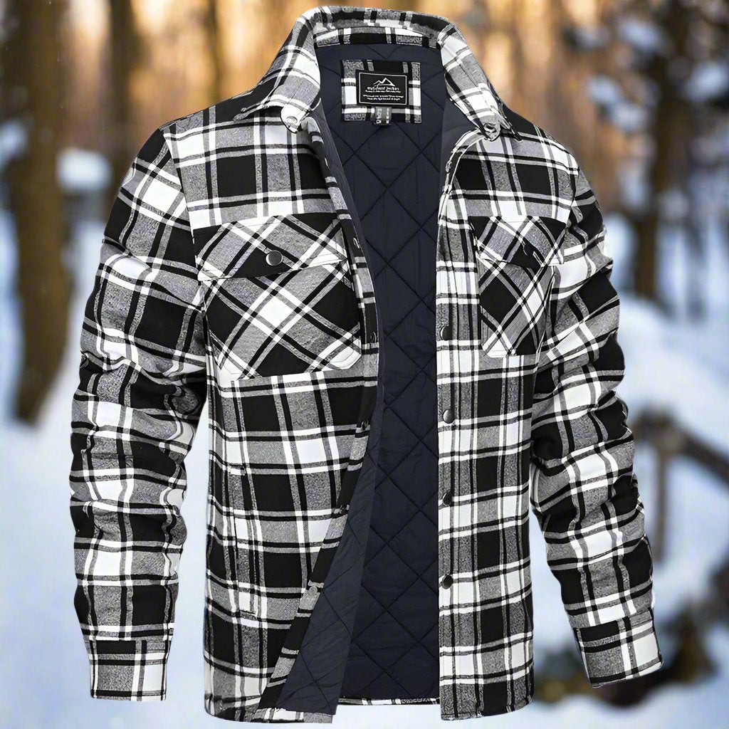 Oliver Quilted Check Relaxed Fit Shirt Jacket | Snap Closure Chest Pockets Shirt Jacket