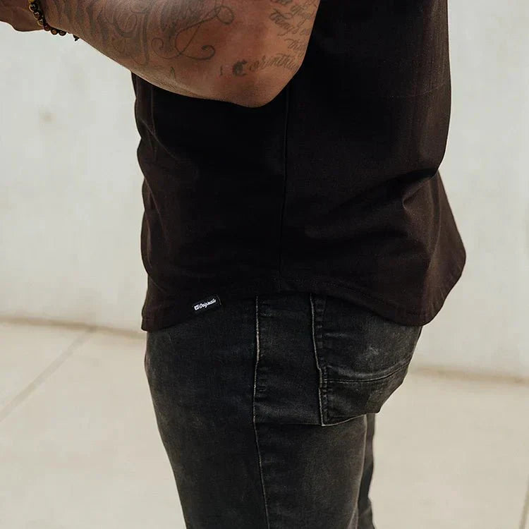 Men's T-shirt - Slim Fit - Round Neck - Short Sleeves - Curved Hem