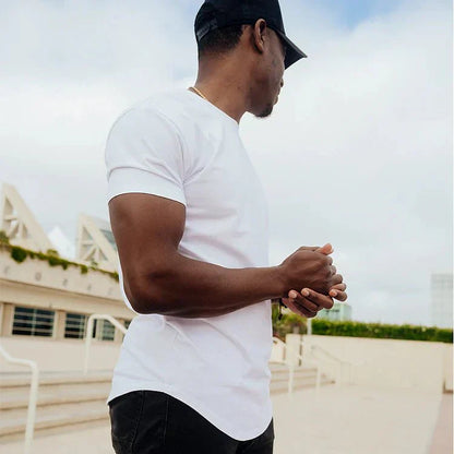 Men's T-shirt - Slim Fit - Round Neck - Short Sleeves - Curved Hem