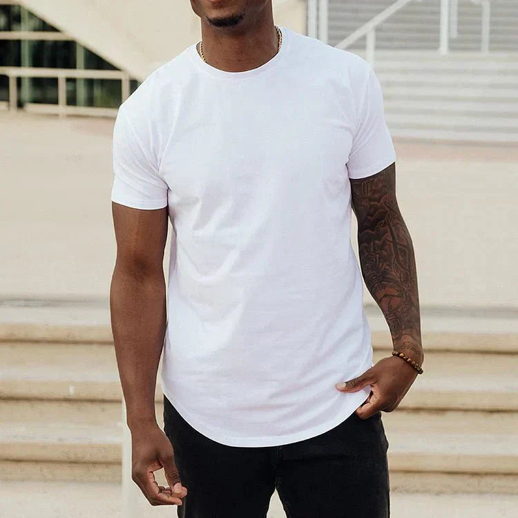 Men's T-shirt - Slim Fit - Round Neck - Short Sleeves - Curved Hem