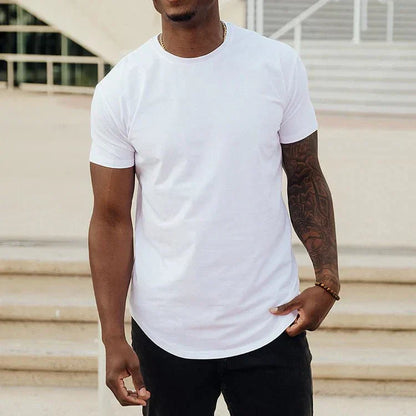 Men's T-shirt - Slim Fit - Round Neck - Short Sleeves - Curved Hem