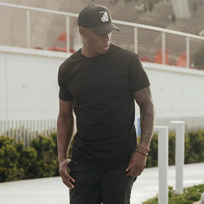 Men's T-shirt - Slim Fit - Round Neck - Short Sleeves - Curved Hem