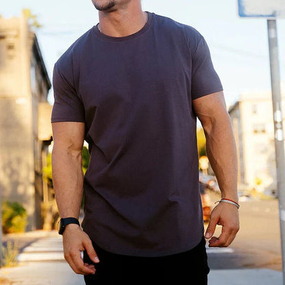Men's T-shirt - Slim Fit - Round Neck - Short Sleeves - Curved Hem