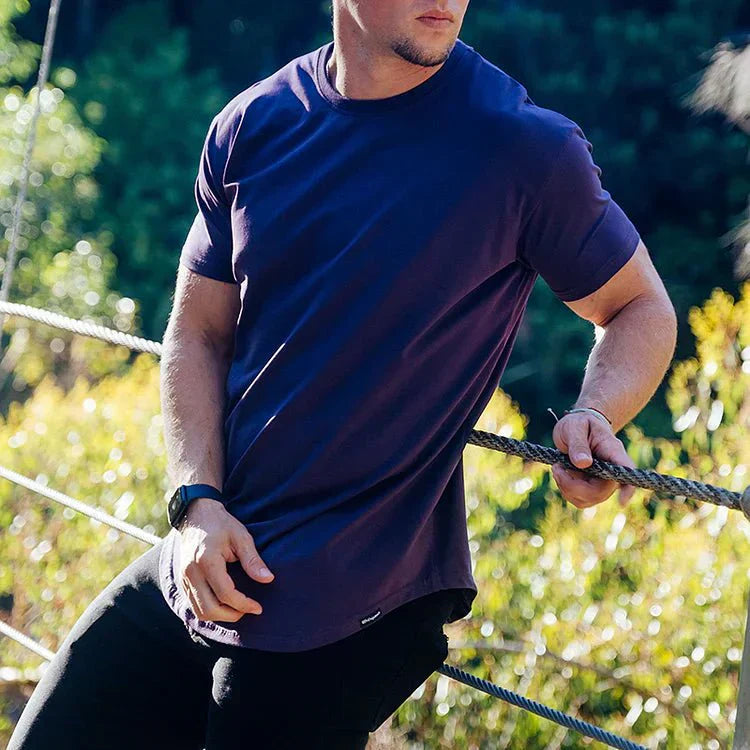 Men's T-shirt - Slim Fit - Round Neck - Short Sleeves - Curved Hem