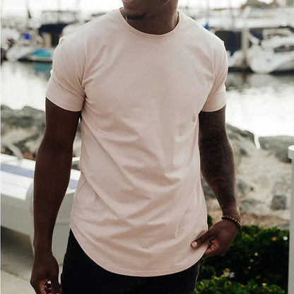 Men's T-shirt - Slim Fit - Round Neck - Short Sleeves - Curved Hem