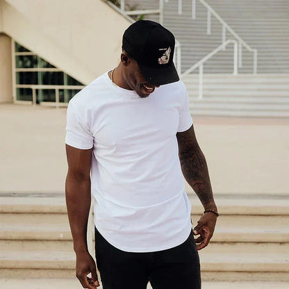Men's T-shirt - Slim Fit - Round Neck - Short Sleeves - Curved Hem
