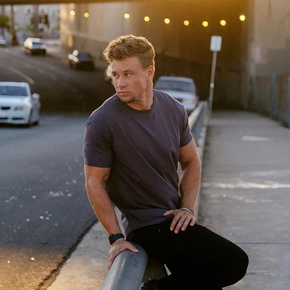 Men's T-shirt - Slim Fit - Round Neck - Short Sleeves - Curved Hem