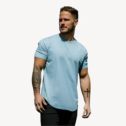 Men's T-shirt - Slim Fit - Round Neck - Short Sleeves - Curved Hem