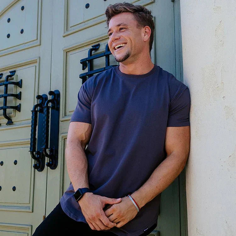 Men's T-shirt - Slim Fit - Round Neck - Short Sleeves - Curved Hem