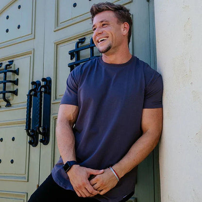 Men's T-shirt - Slim Fit - Round Neck - Short Sleeves - Curved Hem