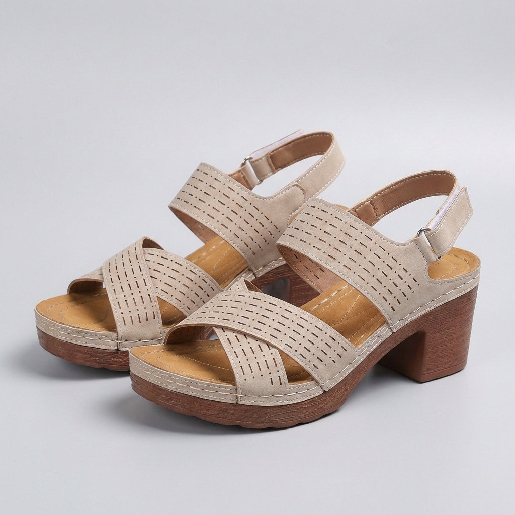 Orthopedic Criss-Cross Block Heel Platform Sandals for Women – Supportive & Stylish Comfort
