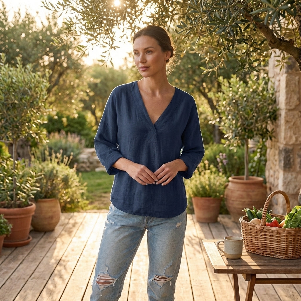 Oversized V-Neck Pullover Top for Women – Casual Comfort & Style