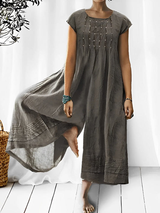 Women's jumpsuit – relaxed fit – natural fibers – kimono-like sleeves – full length