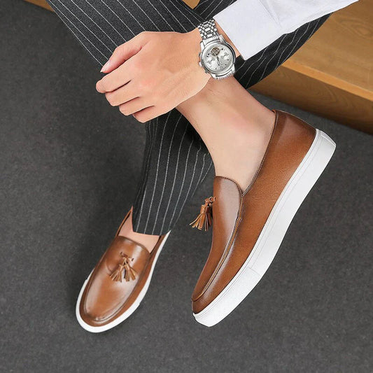 Men's Loafers - Tassel Detail - Comfortable Rubber Sole - Stylish and Versatile