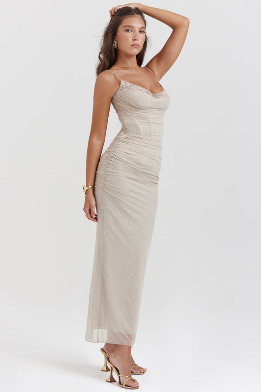 Women's Maxi Dress – Form-Fitting – Light and Smooth Material – Spaghetti Straps