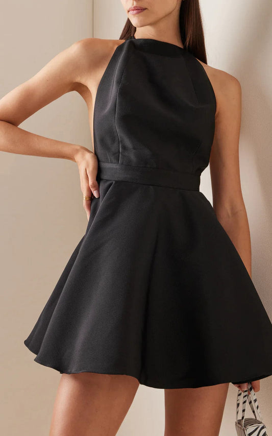 Women's Mini Dress - Halterneck - Sleeveless - A-line Skirt - Elegant Party Dress