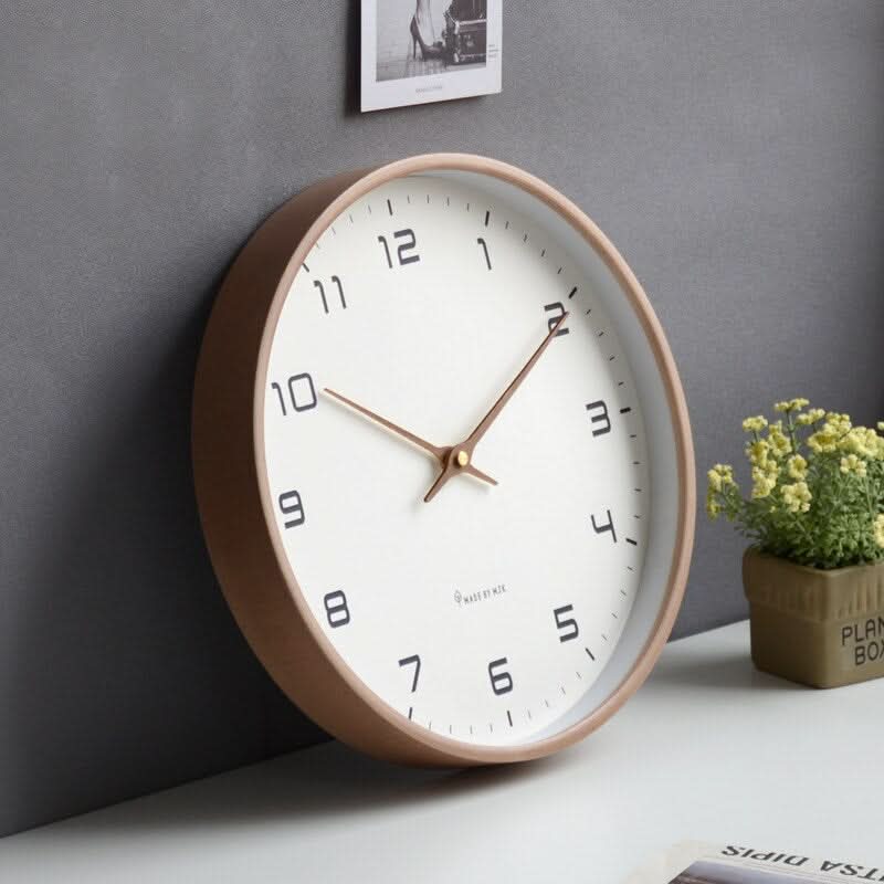 Minimalist Wooden Wall Clock with Slim Frame