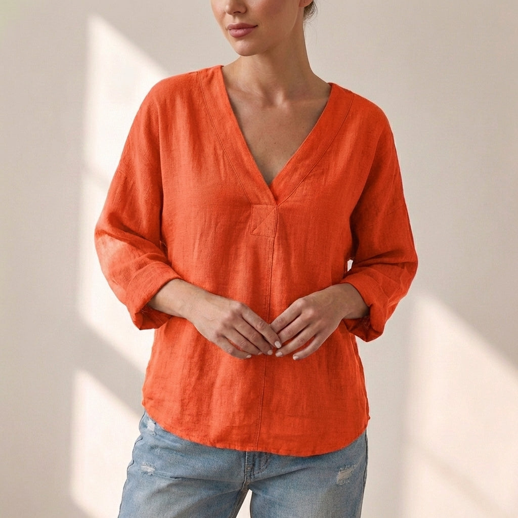 Oversized V-Neck Pullover Top for Women – Casual Comfort & Style