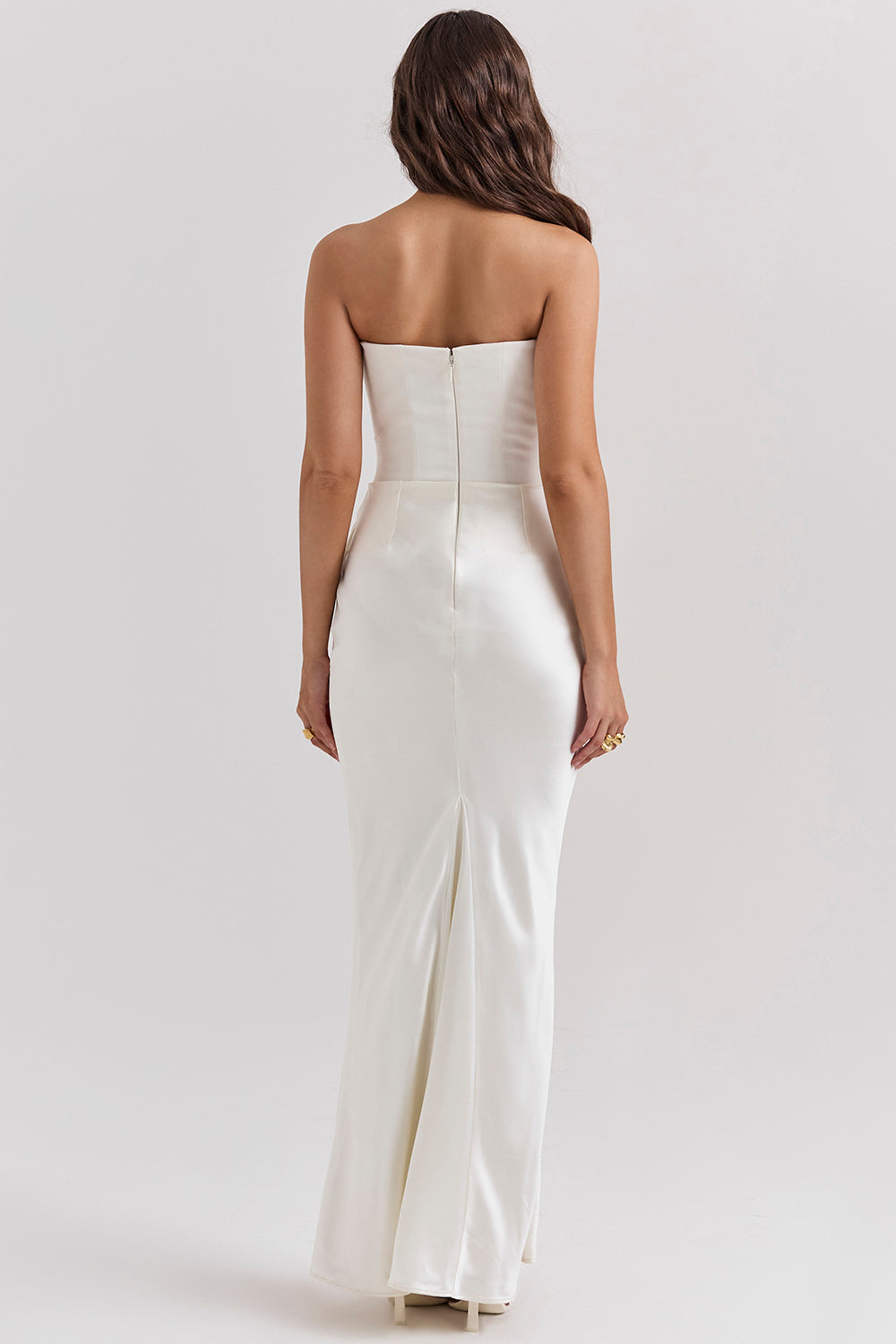 Women's Maxi Dress – Strapless – Satin – Corset Bodice – Slim Fit – Formal Look