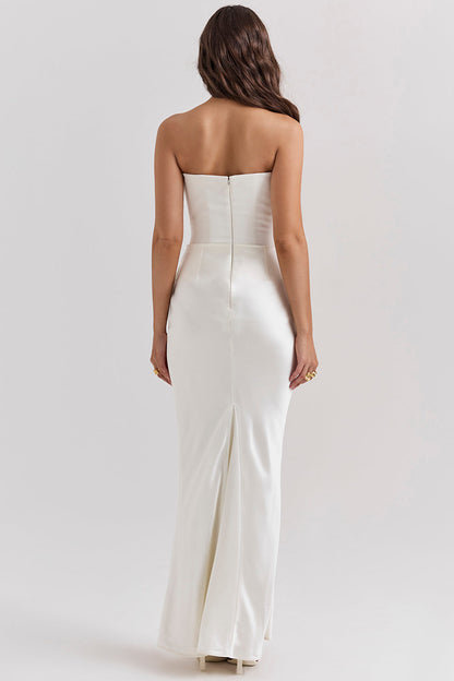 Women's Maxi Dress – Strapless – Satin – Corset Bodice – Slim Fit – Formal Look