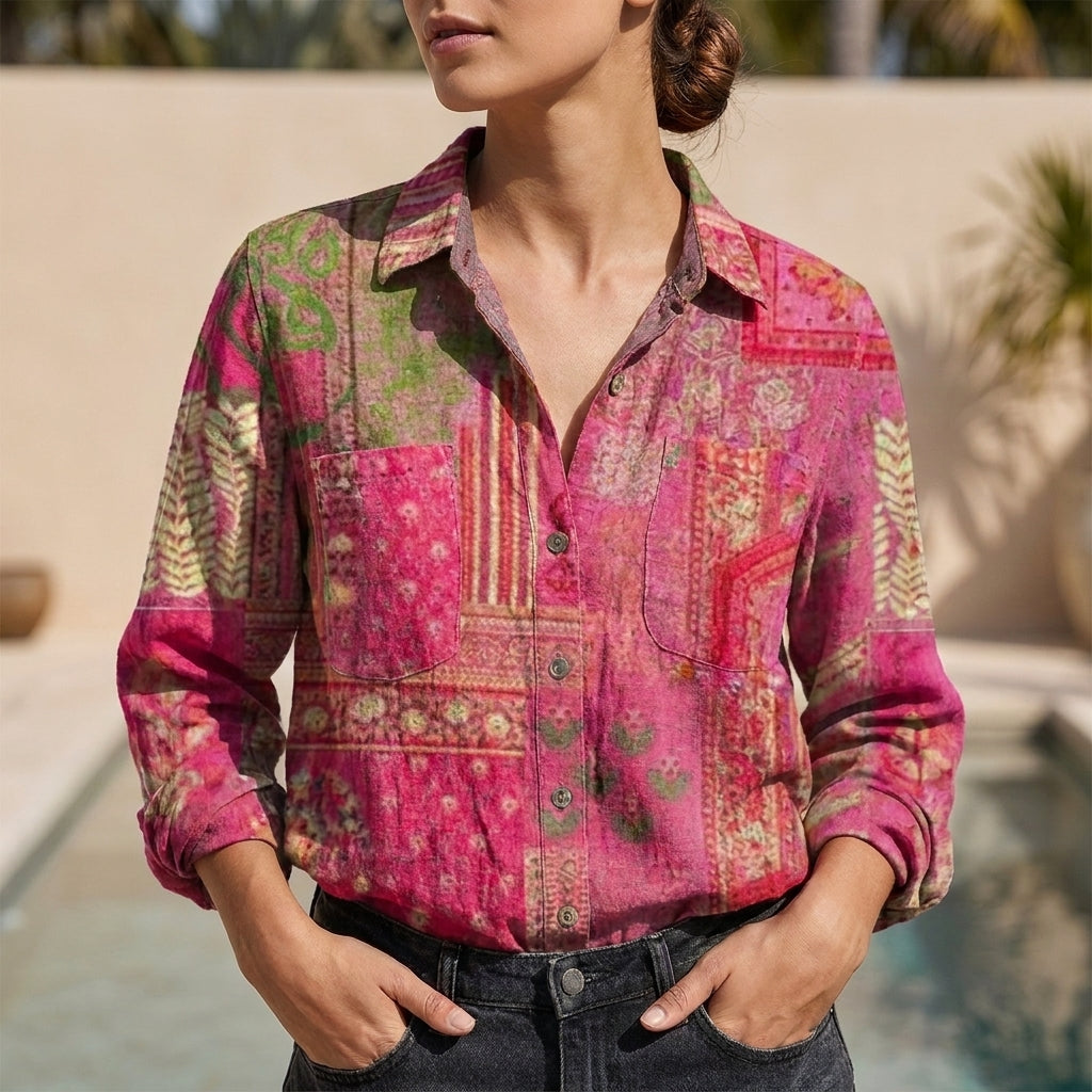 Relaxed Fit Bandana Print Blouse for Women – Stylish Casual Comfort