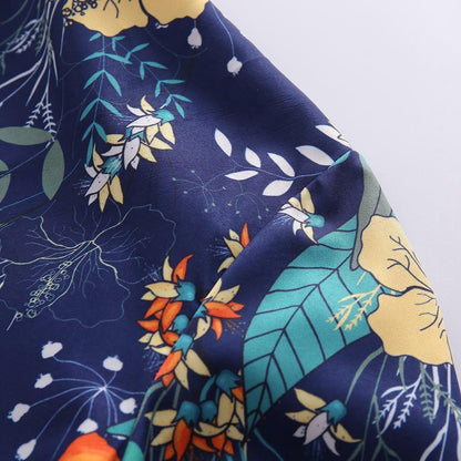 Men's Shirt - Long Sleeve - Button Closure - Floral Pattern - Slim Fit