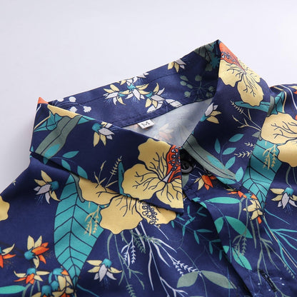 Men's Shirt - Long Sleeve - Button Closure - Floral Pattern - Slim Fit