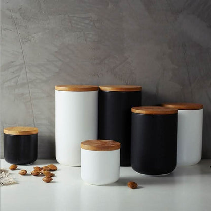Minimalist Ceramic Bamboo Storage Canister