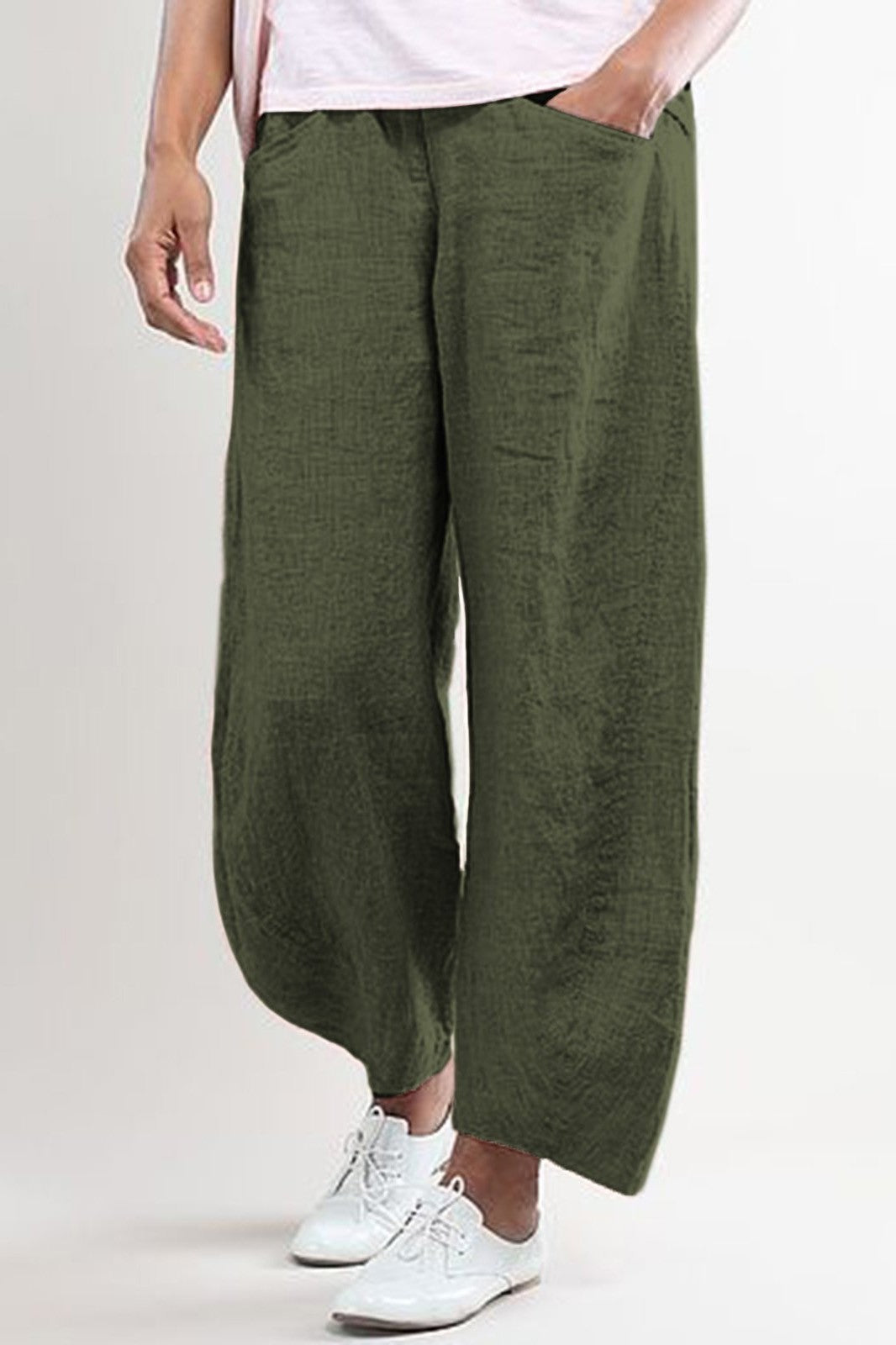 Women's Pants – Wide Fit – Full Length – Breathable Material – With Pockets