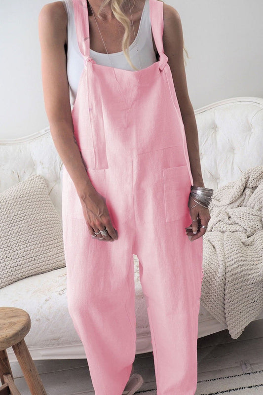 Women's Jumpsuit – Relaxed Fit – Adjustable Straps – Wide Legs – With Pockets