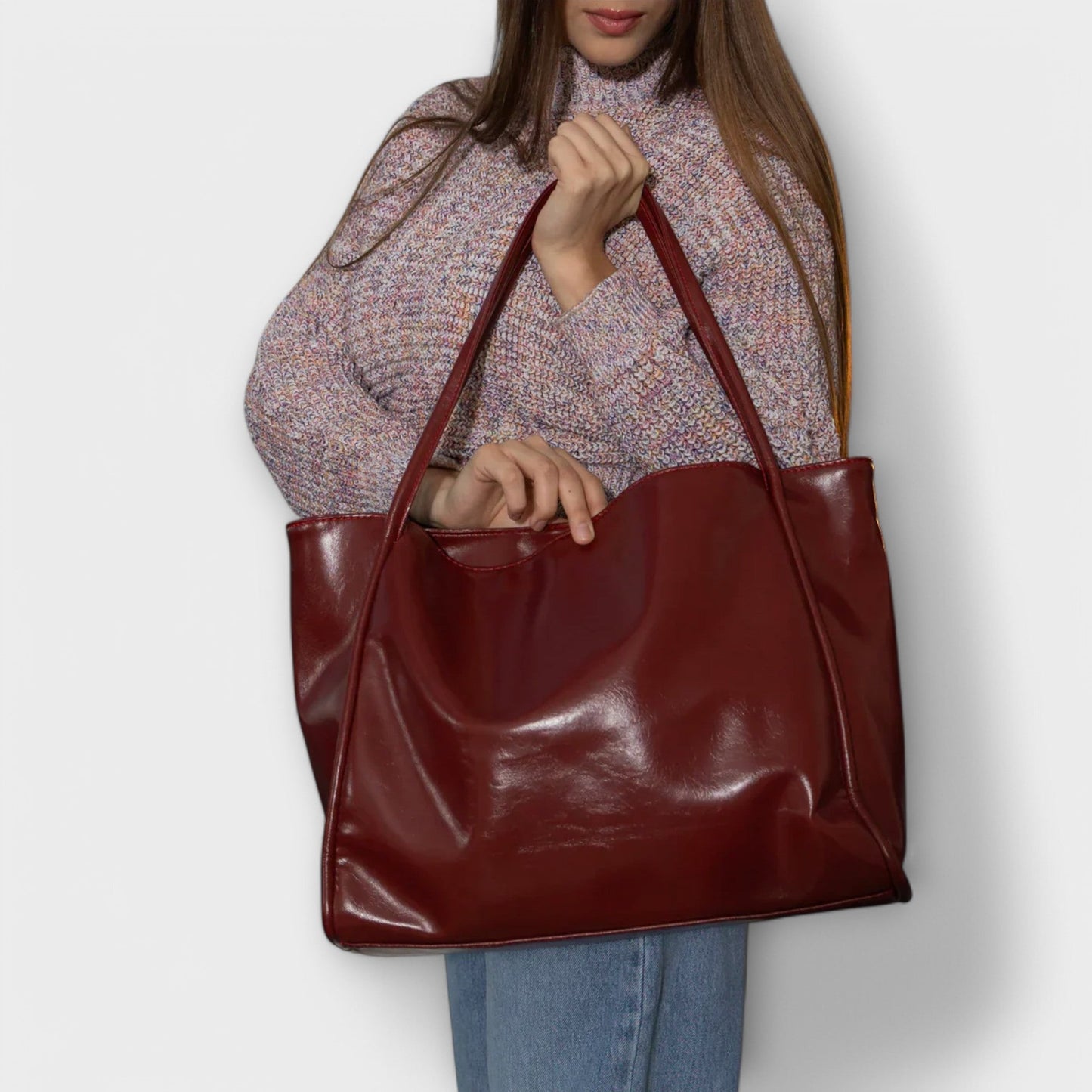 Oversized Leather Tote Bag for Women – Chic Everyday Carryall