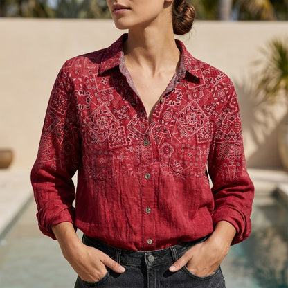 Relaxed Fit Bandana Print Blouse for Women – Stylish Casual Comfort