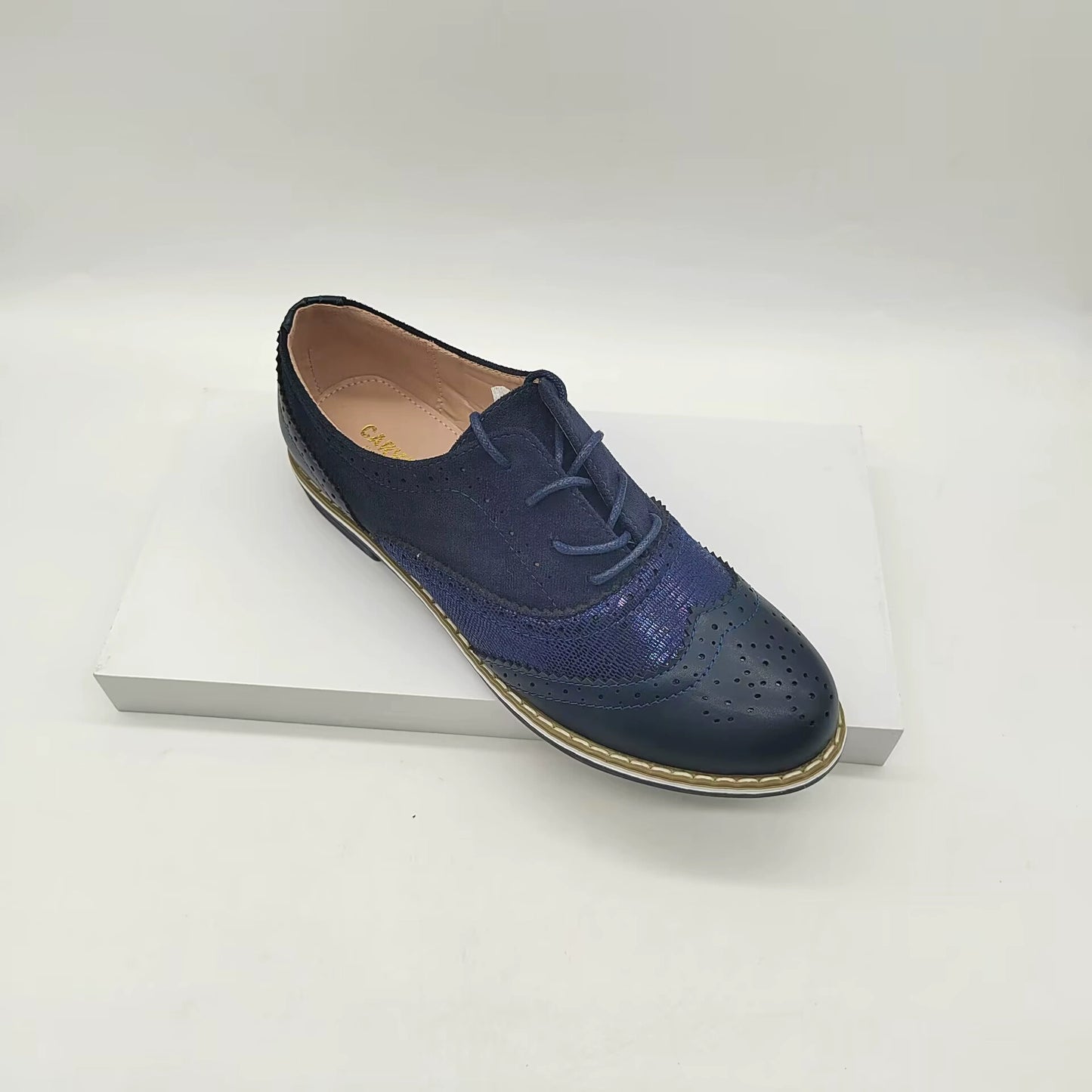 Amelia Leather Brogue Shoes | Lace-Up Perforated Brogue Shoes