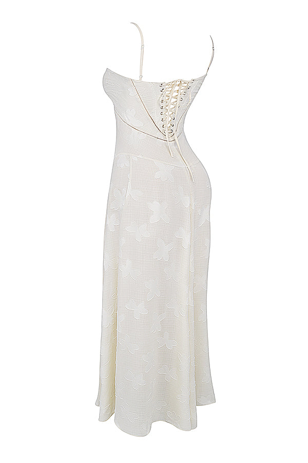 Women's Maxi Dress – Spaghetti Straps – Embroidered Lace – Elegant Long Silhouette