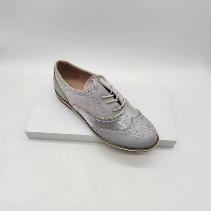 Amelia Leather Brogue Shoes | Lace-Up Perforated Brogue Shoes