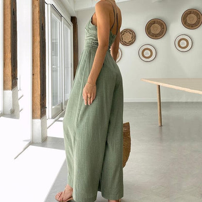 Women's Jumpsuit - One-Shoulder Design - Tailored Fit - Wide Legs - Elegant & Comfortable