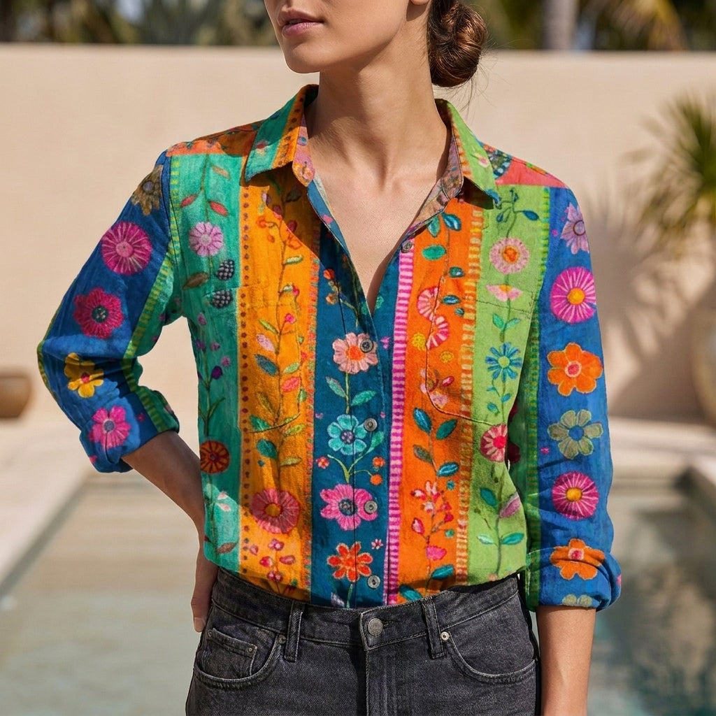 Relaxed Fit Bandana Print Blouse for Women – Stylish Casual Comfort