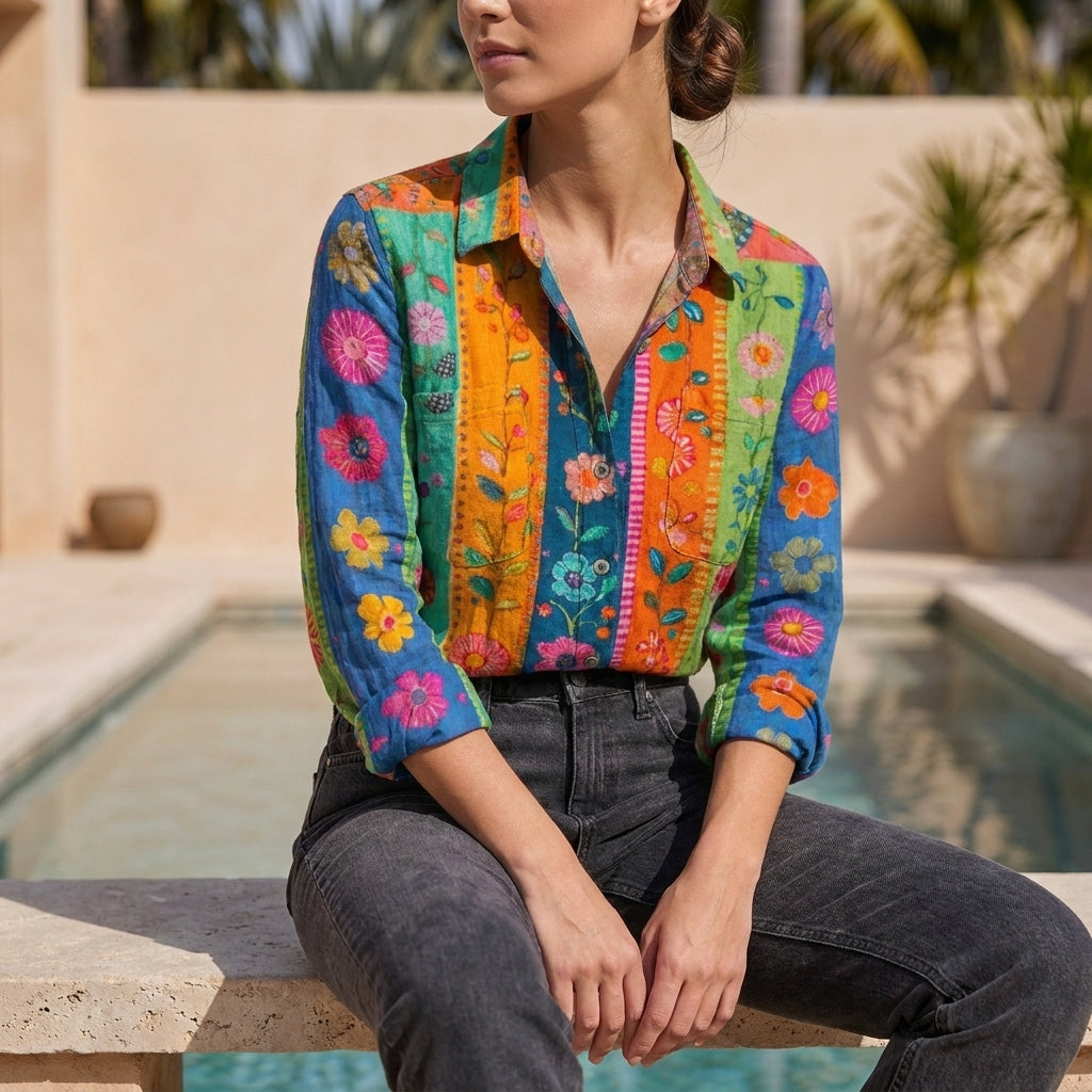 Relaxed Fit Bandana Print Blouse for Women – Stylish Casual Comfort