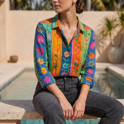 Relaxed Fit Bandana Print Blouse for Women – Stylish Casual Comfort