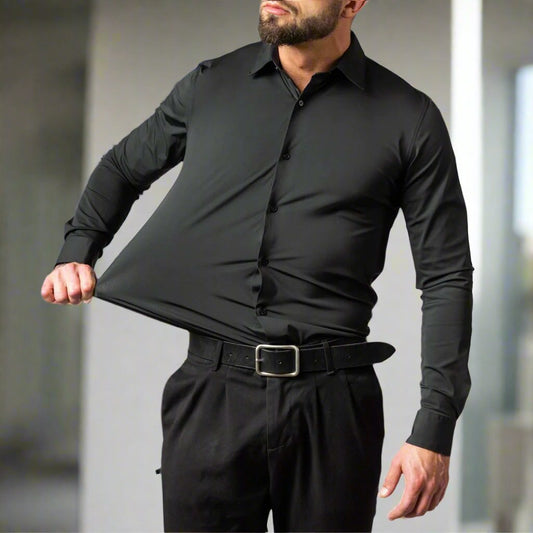 Men's Shirt - Slim Fit - Stretchable & Wrinkle-Free - Classic Collar - Button Cuff