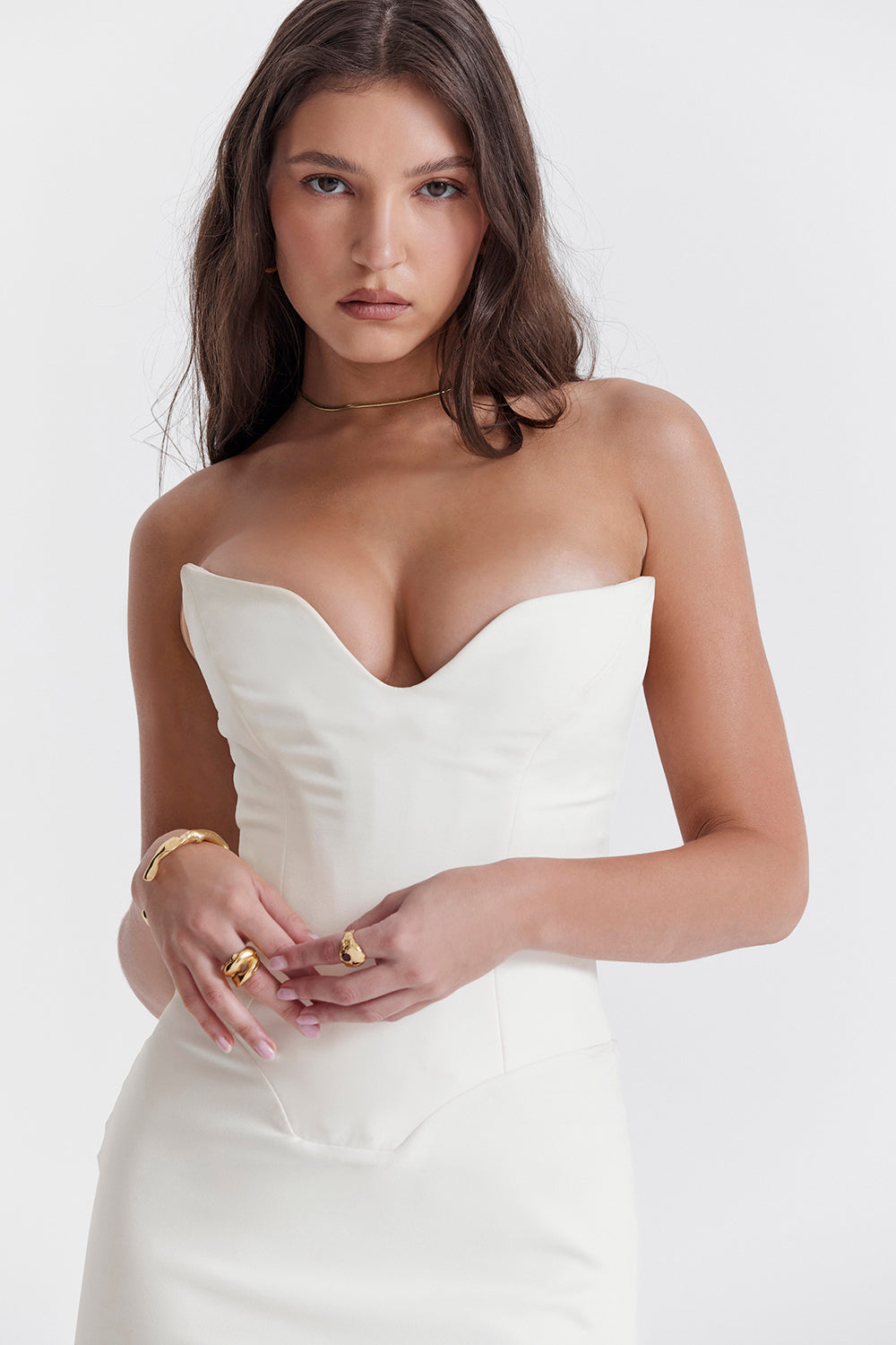 Women's Corset Dress – Strapless – Satin Look – Slim Fit – Floor-Length Party Dress